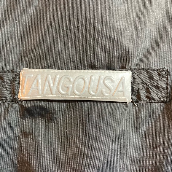 Vintage Windbreaker Tango USA Quarter Zip XL Black and Green Pull Cord Waist - Picture 9 of 10